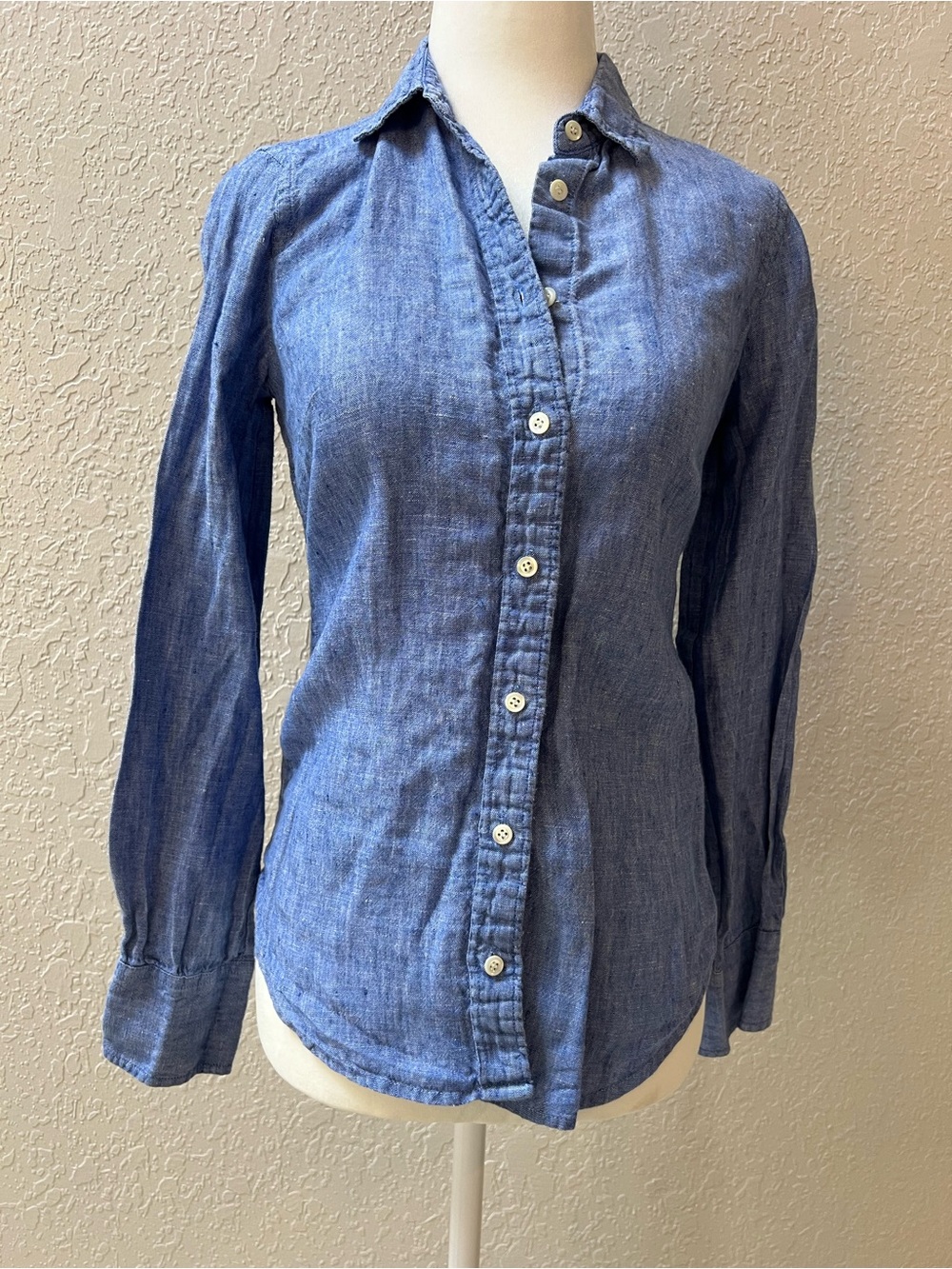 J. Crew Blue Button-Down Linen Shirt